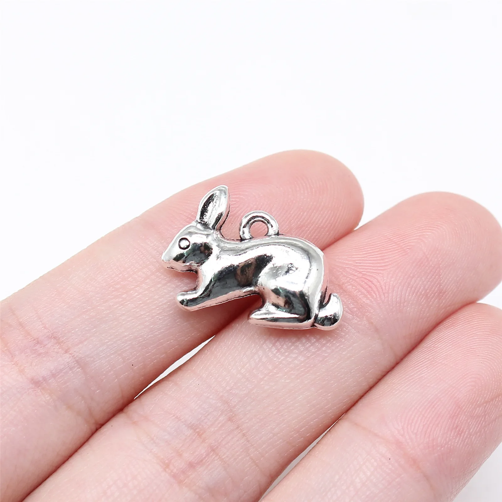 10Pcs/Lot Charms 3D Rabbit 14x20mm Tibetan Silver Color Pendants Antique Jewelry Making DIY Handmade Craft
