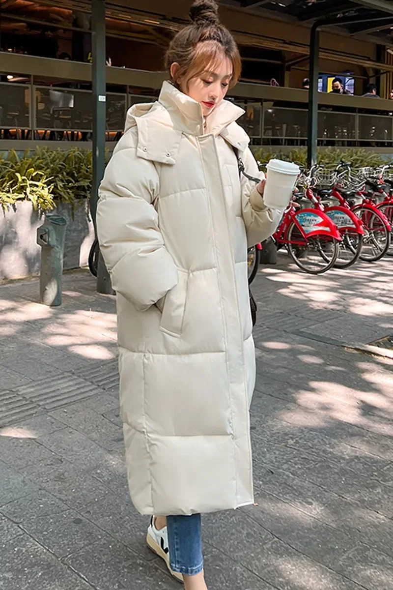 

2023 New winter and fall women's hoodie overcoat warm windproof black and white overcoat