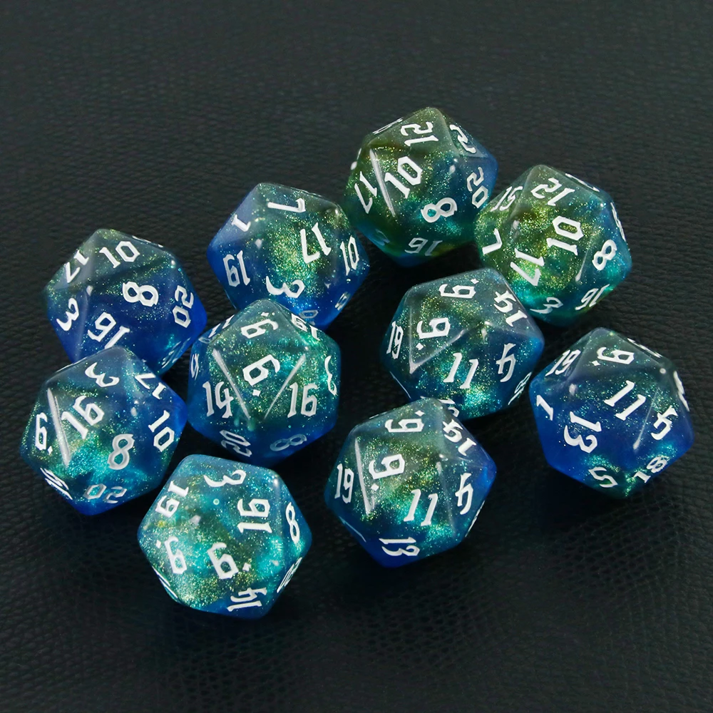 20 sided Glitter Dice Set 10pcs D20 mixed color Polyhedral Dice for Role-playing Board Game RPG D&D