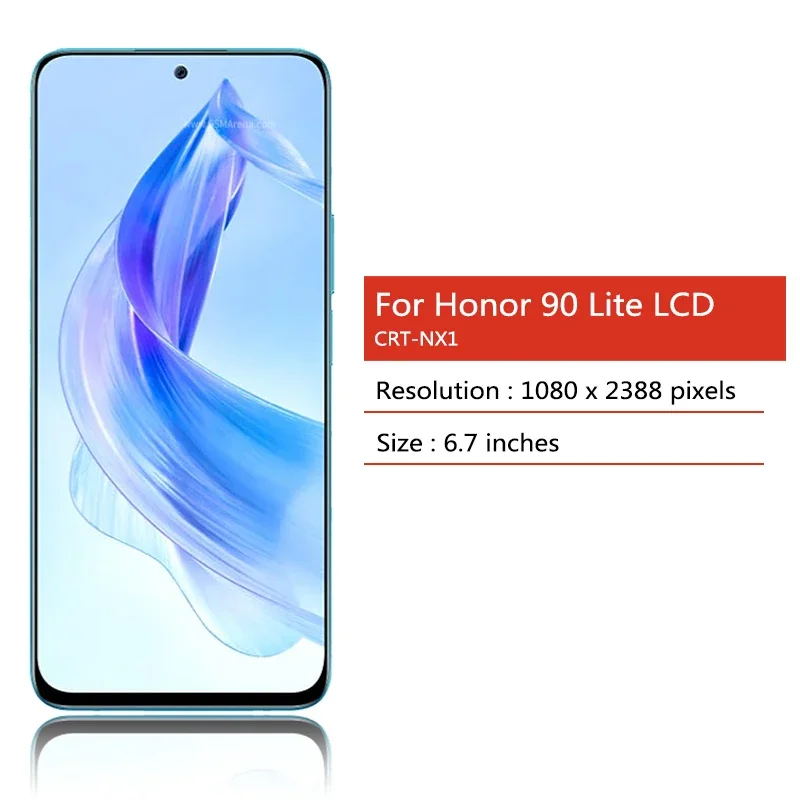 YHX-OU 6.7 Nero con Cornice Schermo per Honor 90 Lite 5G CRT-NX1 LCD