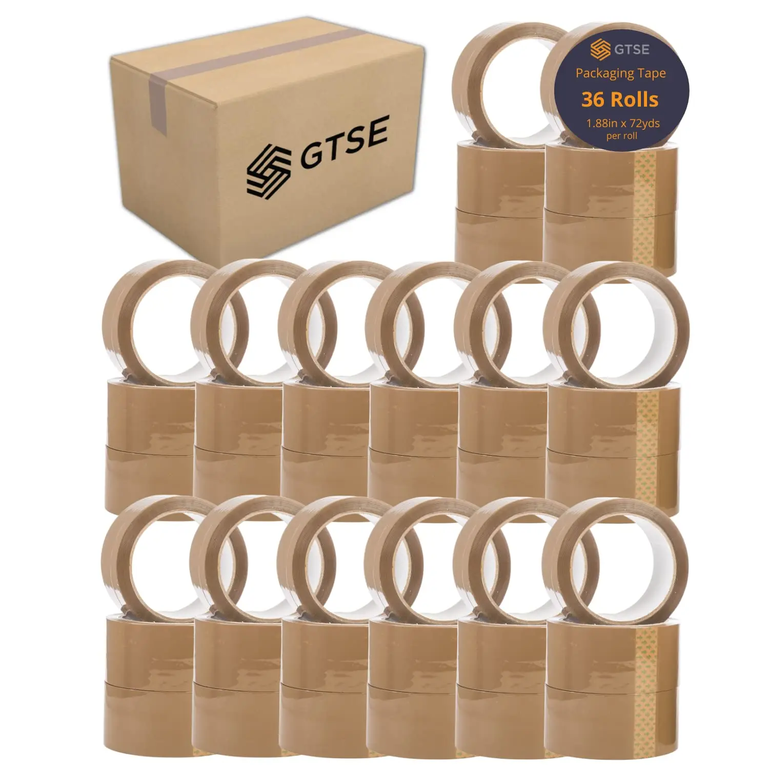 

Brown Packaging Tape Bulk Pack, 1.88 inches x 72 Yards, Heavy Duty Shipping Tape for Packing, Moving, Office Use, 36 Rol