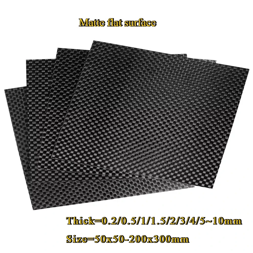 

Thick 0.2/0.5/1/1.5/2/3/4/5~10mm Carbon Fibre Sheet 3K Rigid Matte Plain High Composite Hardnes Material Carbon Fiber Board