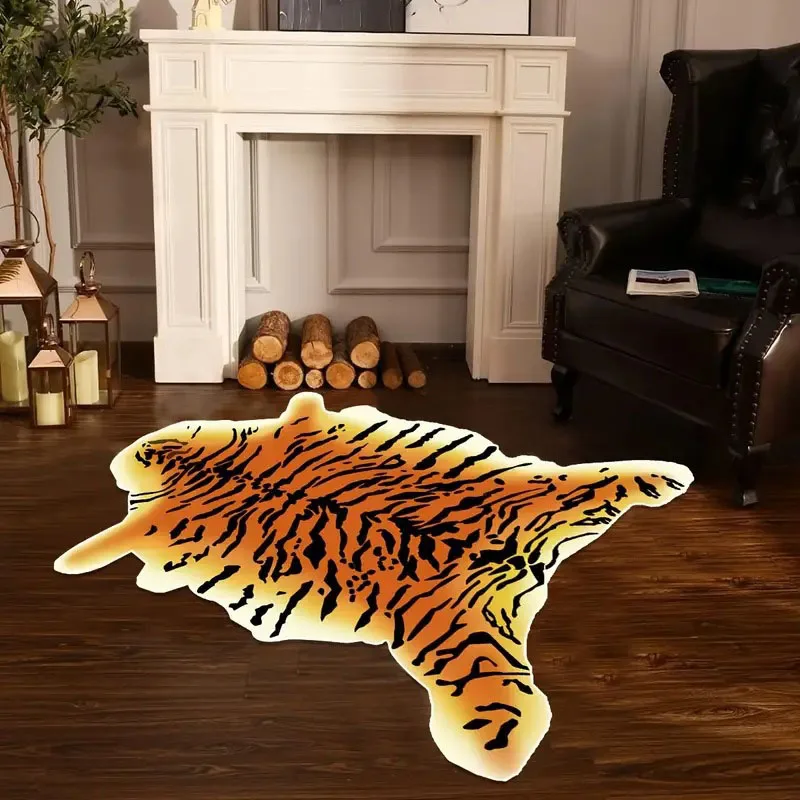 Faux Cashmere Carpet for Living Room Anti Slip Floor Mat Water Absorbent Bath Mat Tiger Leopard Bedroom Rug Bathroom Carpets Rug