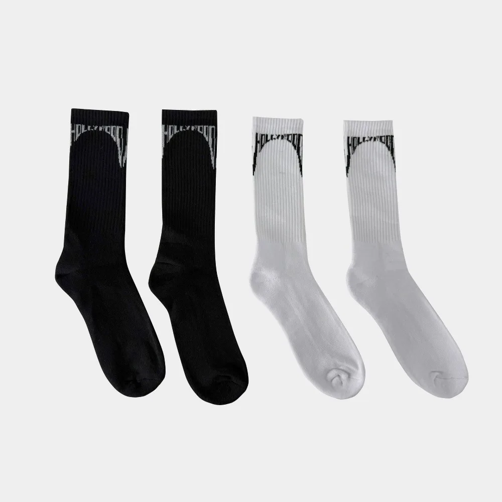 High Street Dark Ro Socks Men's and Women's Autumn Winter Black White Stock
