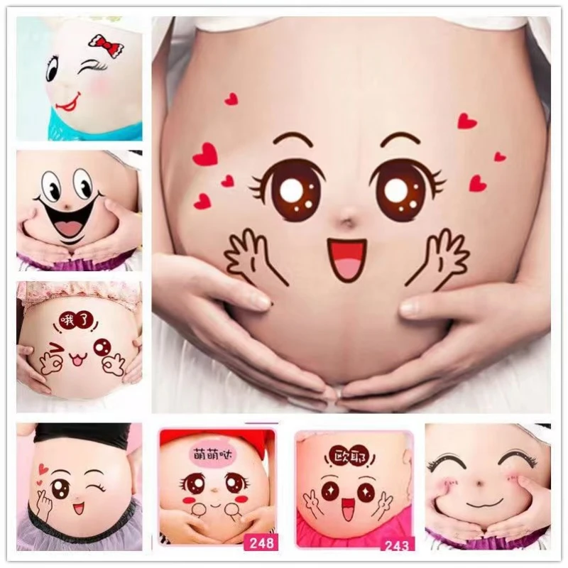 Autocollants de ventre de visage souriant de femme enceinte, accessoires de photographie de maman, accessoires d'alter, mignon