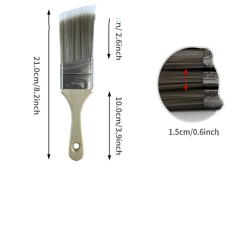 5-teiliges Pinselset, weiße, kaffeefarbene Farbe, langstielige, abgeschrägte, kuntspezifische Nylonpinsel für Grill- und Meeresgebrauch – Detail 5