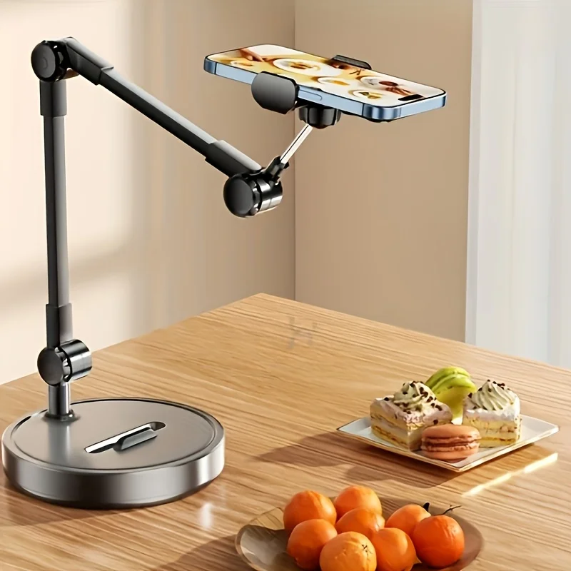 Suporte Ajustável de Ferro Resistente para Celular e Tablet, Suporte de Mesa Multiângulo para Transmissão ao Vivo, Selfies, Gravação de Vídeos