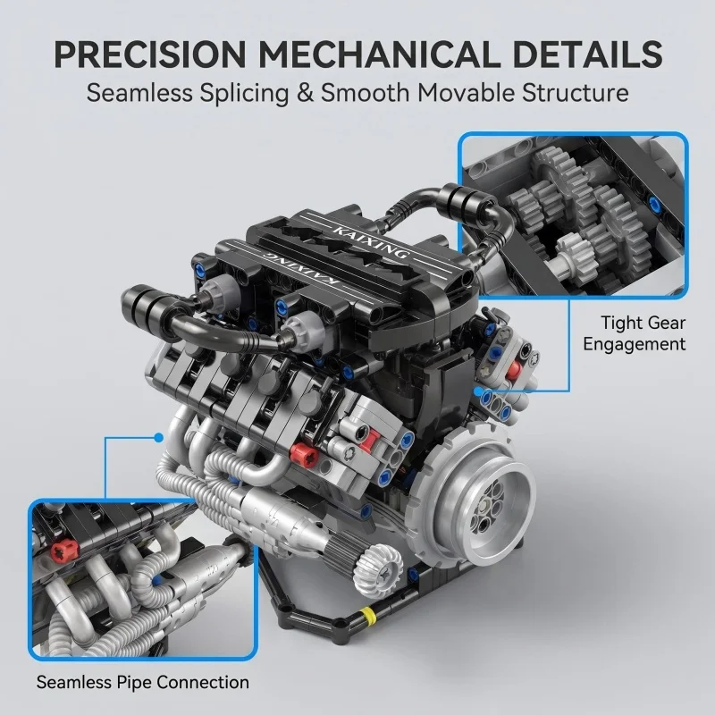 

Engine Building Blocks, Simulated Engine Model, Technic Mechanical Assembly Toy, Suitable for Adults and Kids, STEM Educational