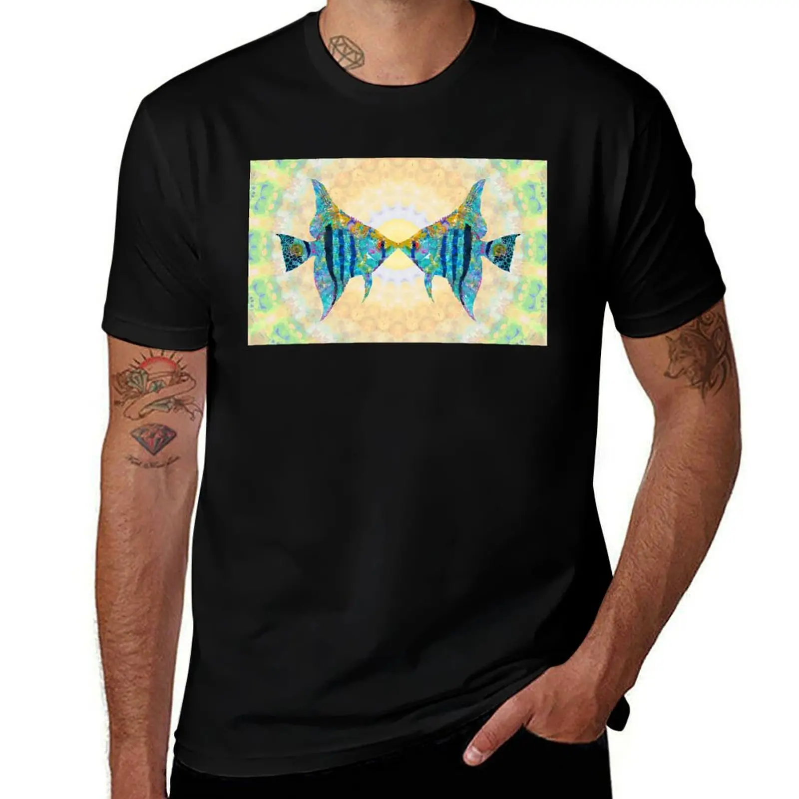 

Colorful Tropical Angel Fish Kiss Art T-Shirt man t shirt summer t shirts designer T-Shirt