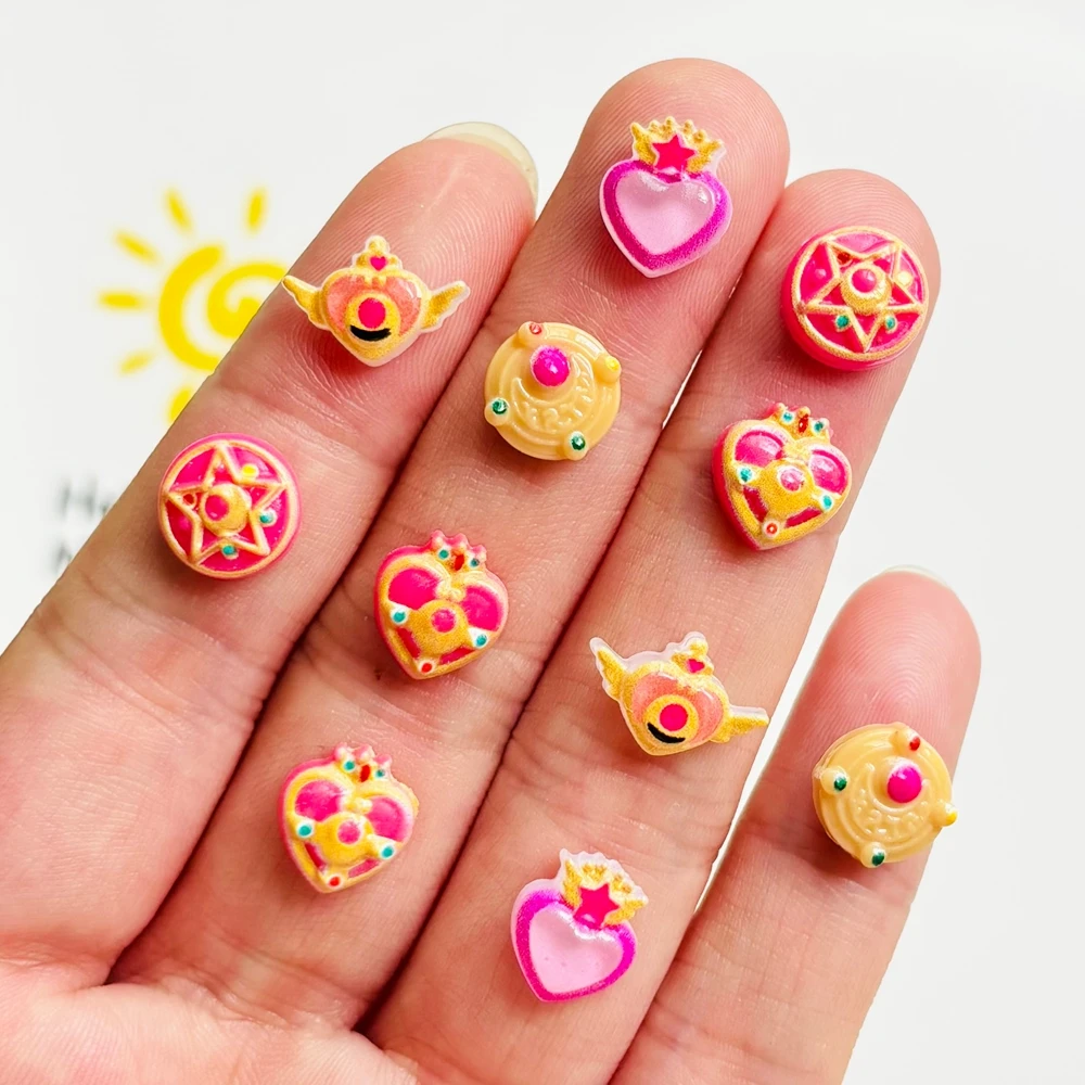60 pieces of resin mini mixed magic array pink heart-shaped nail art rhinestone jewelry A136