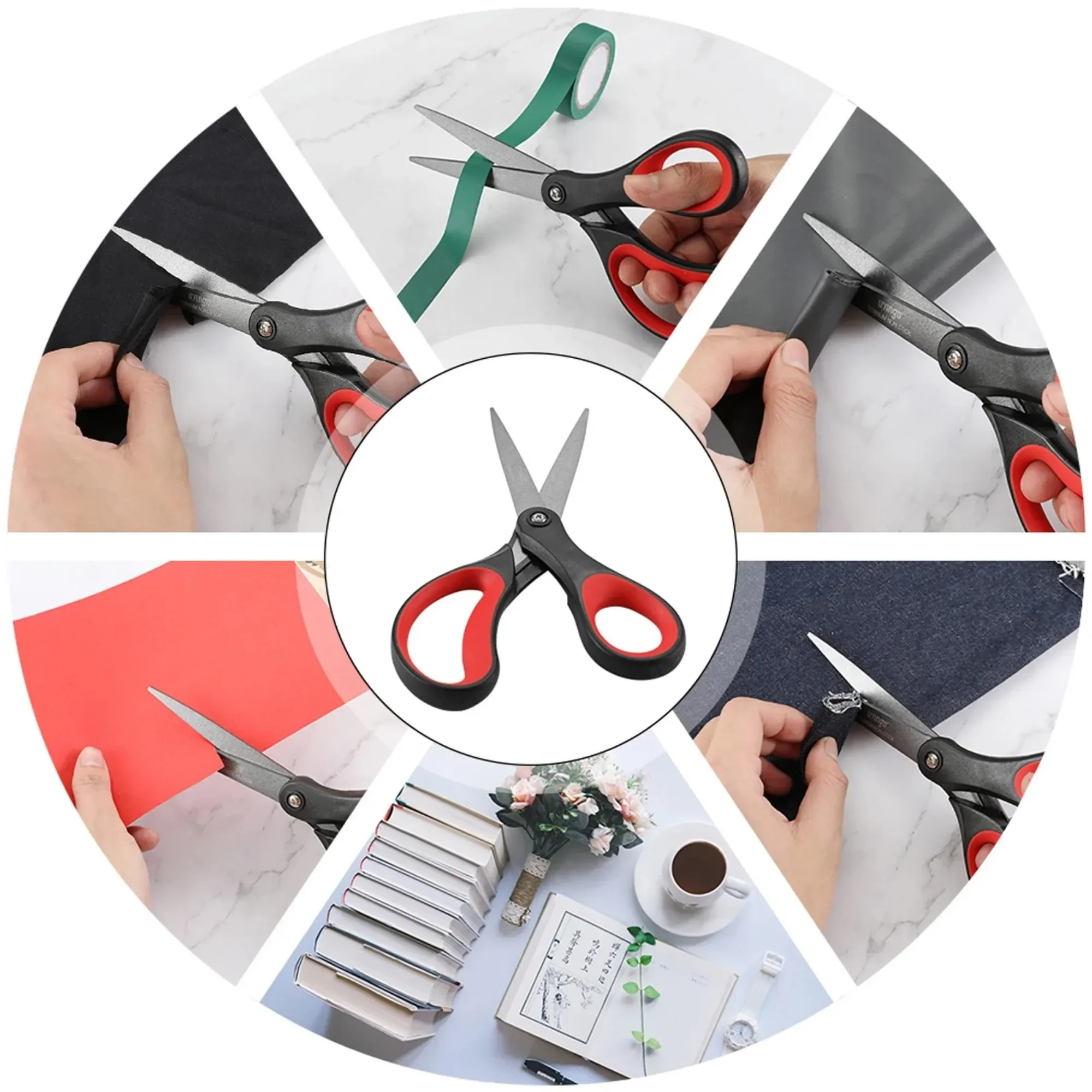 مقص LIVINGO مقاس 8 بوصات من التيتانيوم غير لاصق، لجميع الأغراض للمكتب، عبوتان باللون الأحمر والأسود