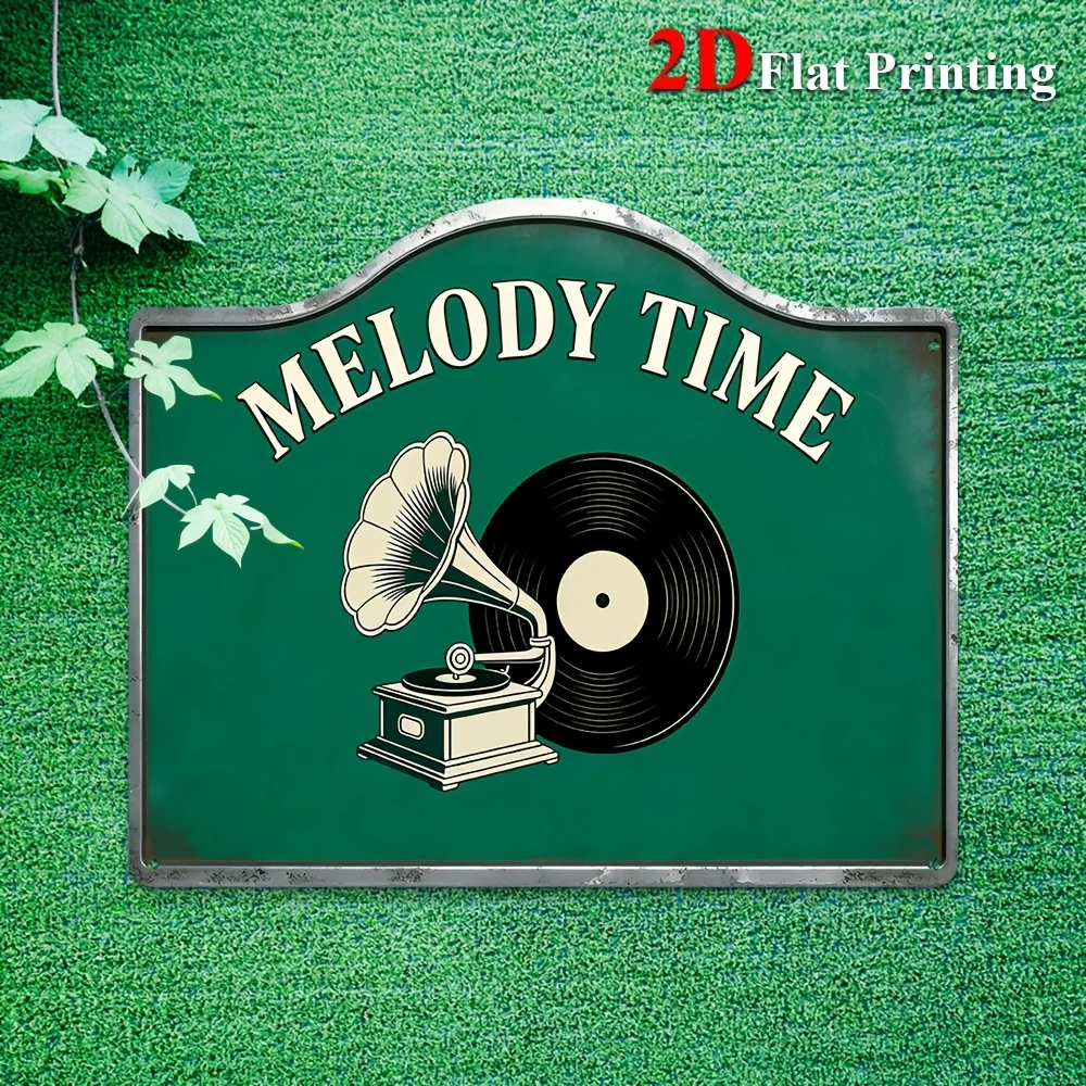 1pc 2D Flat Sign Artwork Showcasing A Classic Gramophone And Vinyl Record, Ideal For Decorating A For Home Bar, Music Room