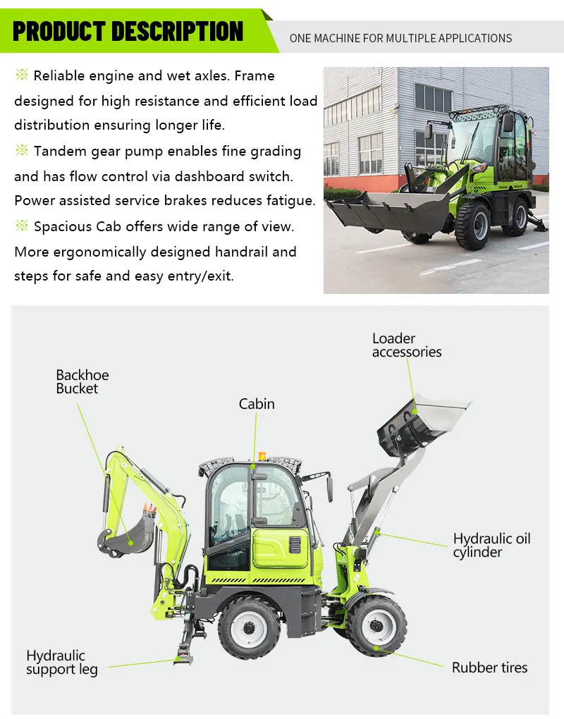 Neuer Diesel-EPA-Motor-Radlader mit Baggerlader, großer Bauernhof-Rückhacke, Lader, Bagger, Mini-Baggerlader mit Preis – Detail 4