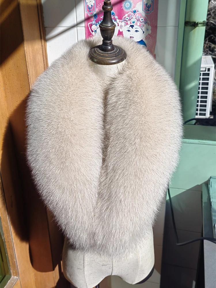 

Winter 100% Real Fox Fur Collar Long Scarf Women's Coat Warm Decorate Natural Fox Scarves Trim Luxury Thick Shawl Wraps Female