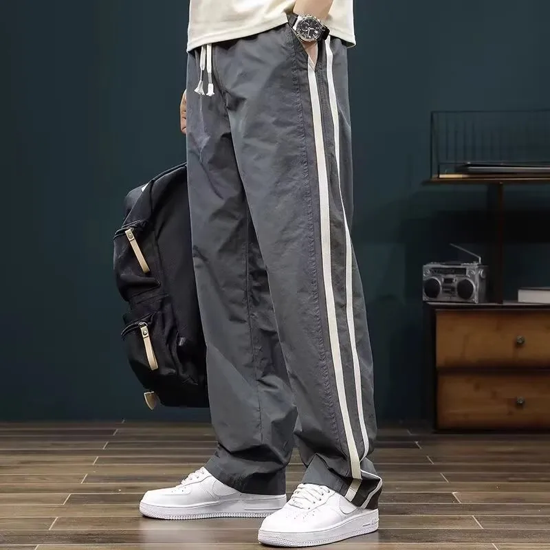 

Очень большие повседневные брюки American Sle 300 Pou, спортивные повседневные брюки с прямыми штанинами в полоску по бокам