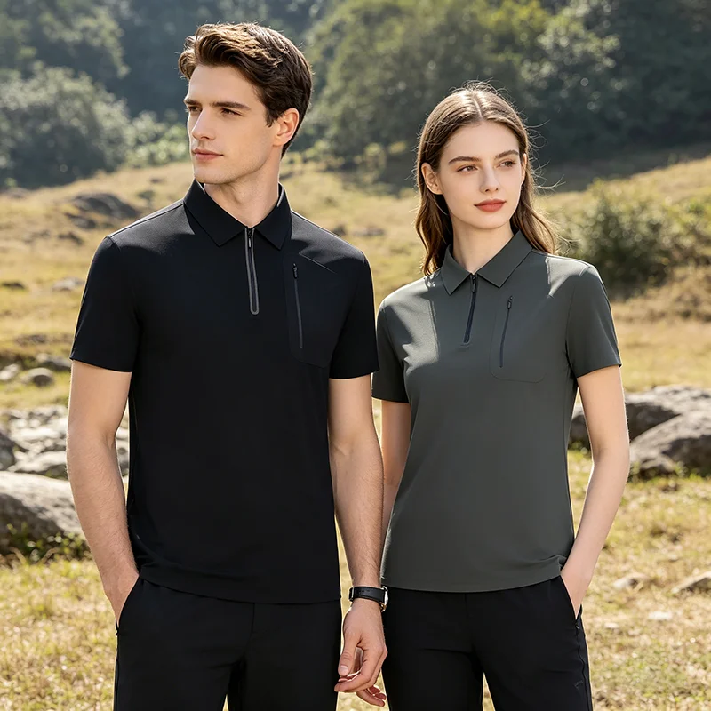 Picture 3: LNGXO Men's Women's Quick Dry Golf Wear Lightweight Stretch Polo Shirt Hiking Camping Mountaineering Running Lapel T-Shirt