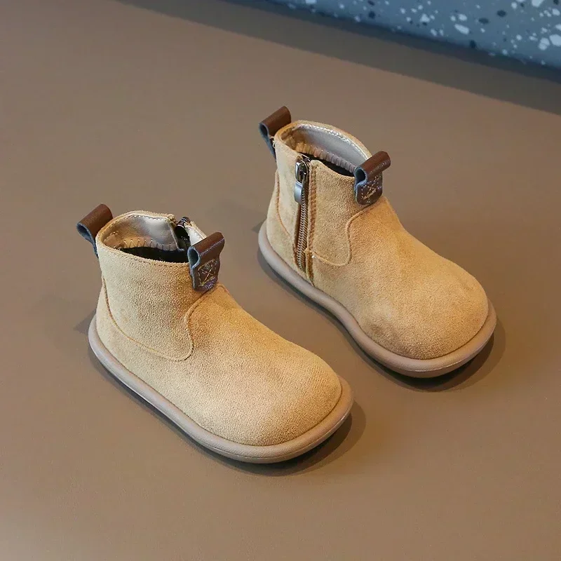 Autumn Winter Baby Boys Girls Boots Oxford Suede Children Casual Shoes Outdoor Anti-slip Infant Shoes Kids Plush Ankle Boots
