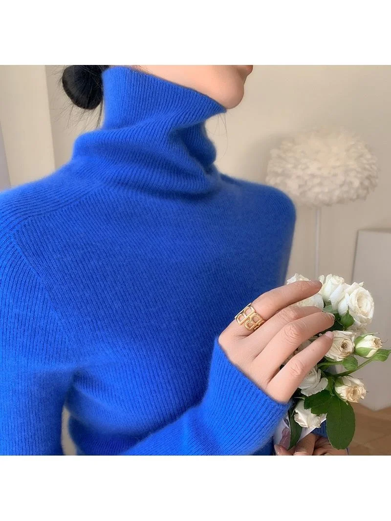 

Ele Вязаный женский свитер Long Sve, роскошный светло-голубой Turtlene Tight Fit Base Layer irt на осень-зиму