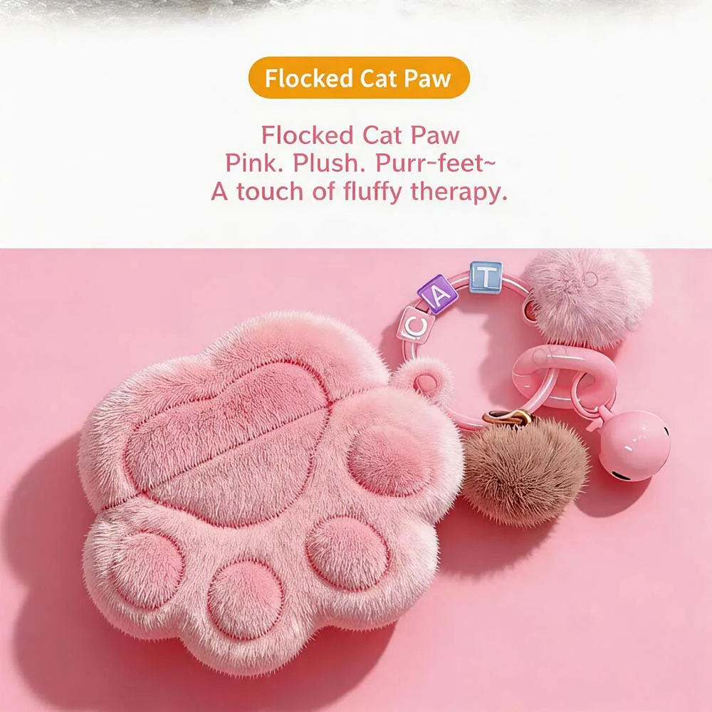 Pink Cat Paw Plush For AirPods Case Cute Furry Soft Protective Cover for AirPods Pro 2 Pro 3 AirPods 4 Kawaii Earbuds Case view 6