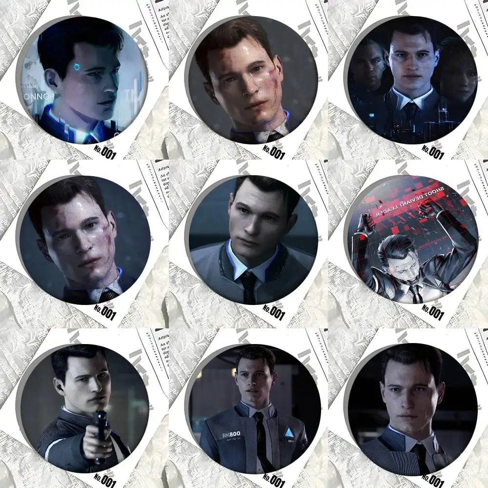 Connor Detroit Become Human Round Badges Can Be Used To Decorate Clothes And Backpack Pins