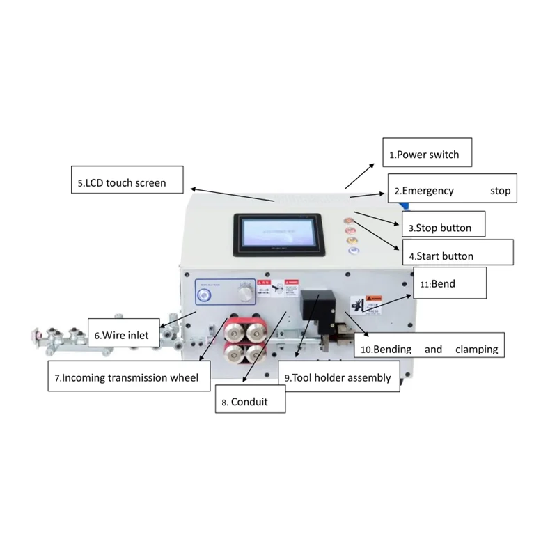SWT508-ZW25 updated 7 inch touch screen double head computer automatic wire stripping and bending machine for angle bender