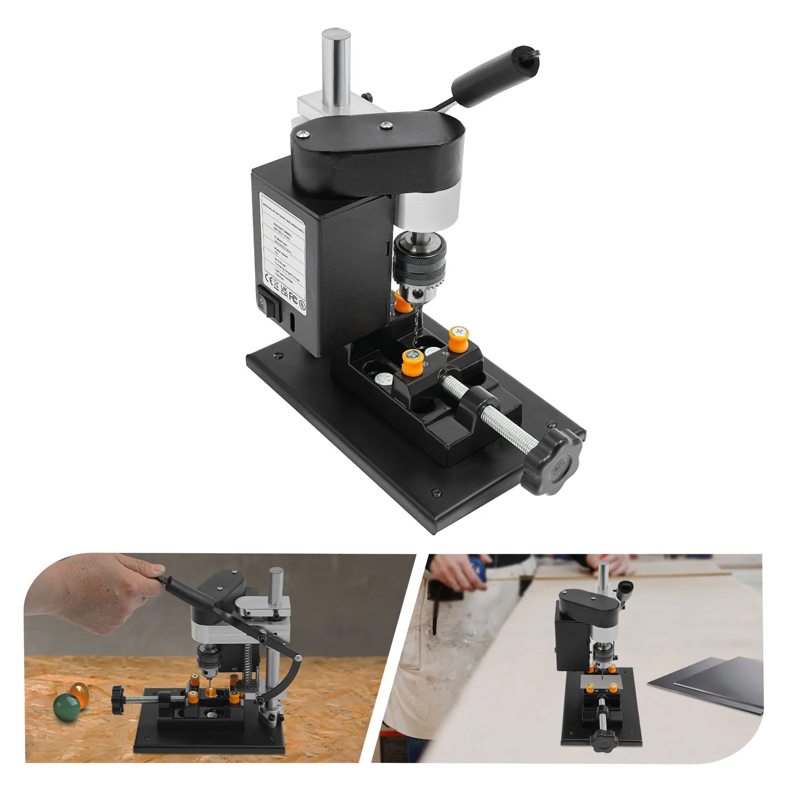 Mini Drill Press 7 Speed Adjustment 0-8000RPM Bench Drill Machine with Precision Vise for Wood Metal Drilling DIY Crafts