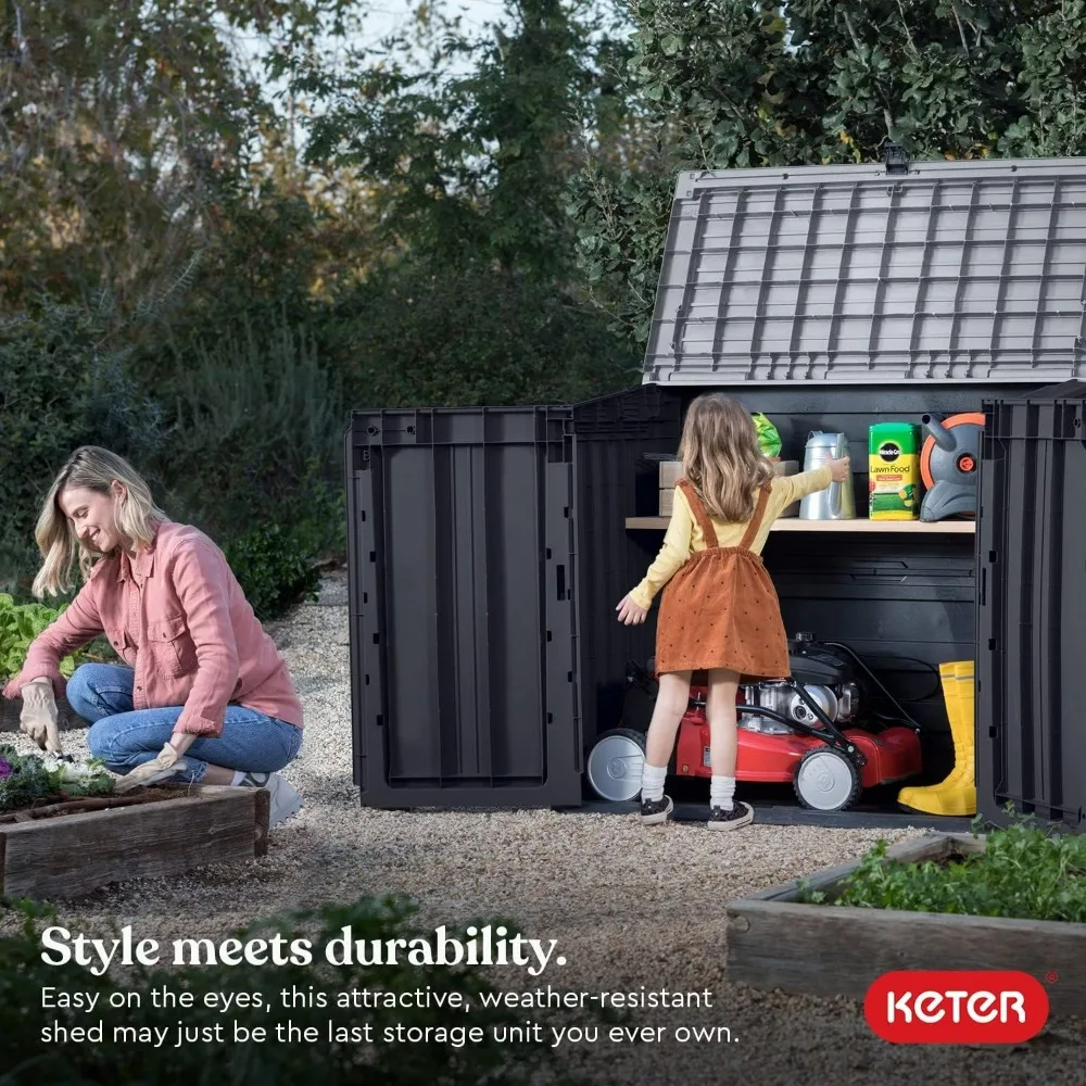 

4.3 x 3.7 ft. Outdoor Resin Storage Shed with Easy Lift Hinges, Perfect for Yard Tools, Pool Floats and Garden Accessories,Black