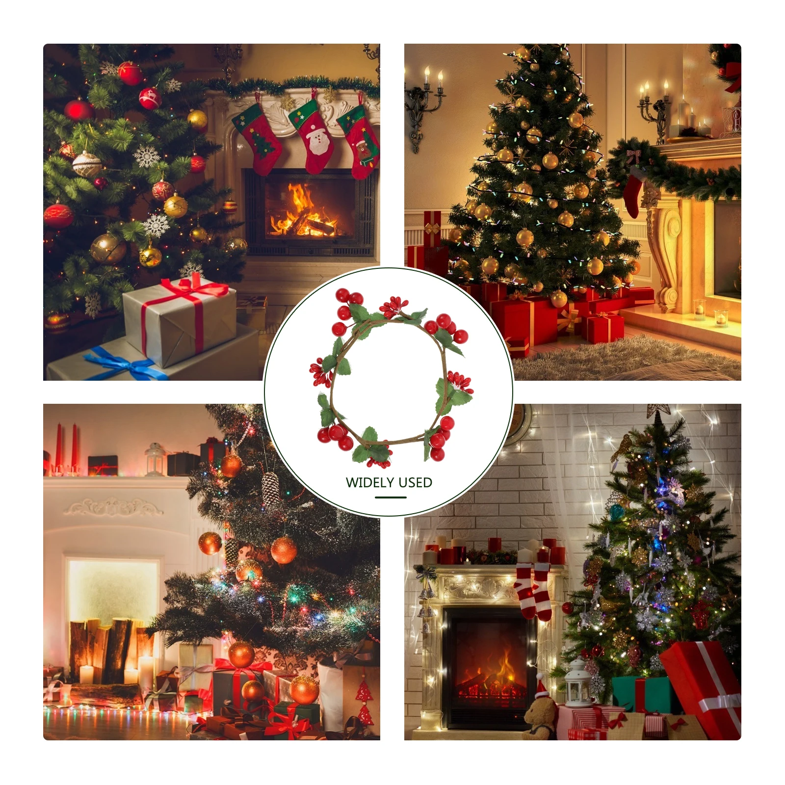 

2pcs Simulated Berry Garland Wreath Decor Candlestick Cup Adornment Christmas Party Home Office Decoration Mini Garland