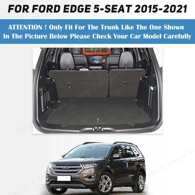 Auto Full Coverage Trunk Mat For Ford Edge 5-Seat 2015-2021 20 19 18 17 16 Car Boot Cover Pad Interior Protector Accessories