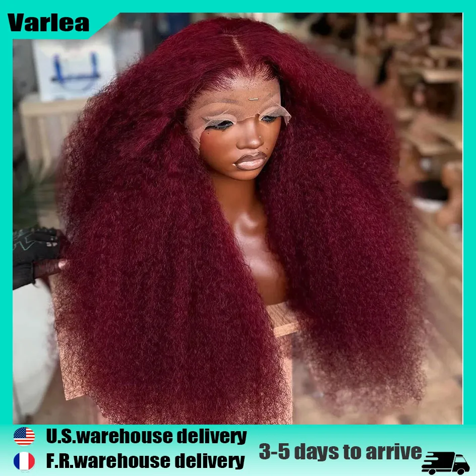 

Парик Varlea 32 дюйма, HD-кружевной, бордовый 99J, из натуральных волос, глубокая волна, кудрявый, легко устанавливаемый, фронтальный парик, волна «вода», бразильский
