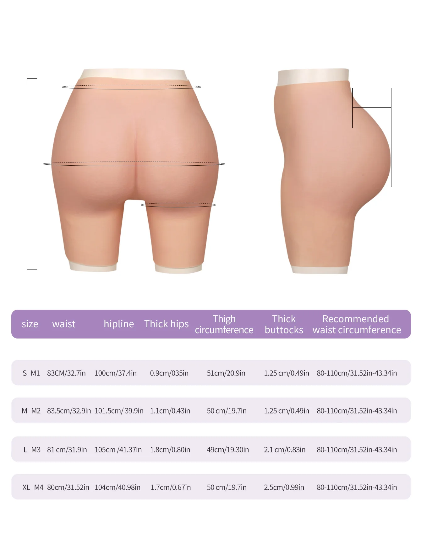 Silicone Pants Open-Crotch Buttock Padded Shaper Shorts Hips Control Enhancement fo Men/ Women Butt Lifter Crossdresser