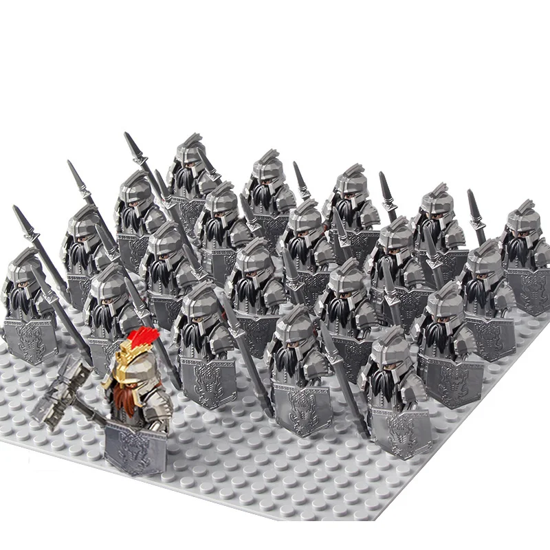 New 21Pcs Solider Eomer Rohan Warriorr vs Uruk Hai Army Figrues With Shield Sword Bow Spear Weapons Kid Toys