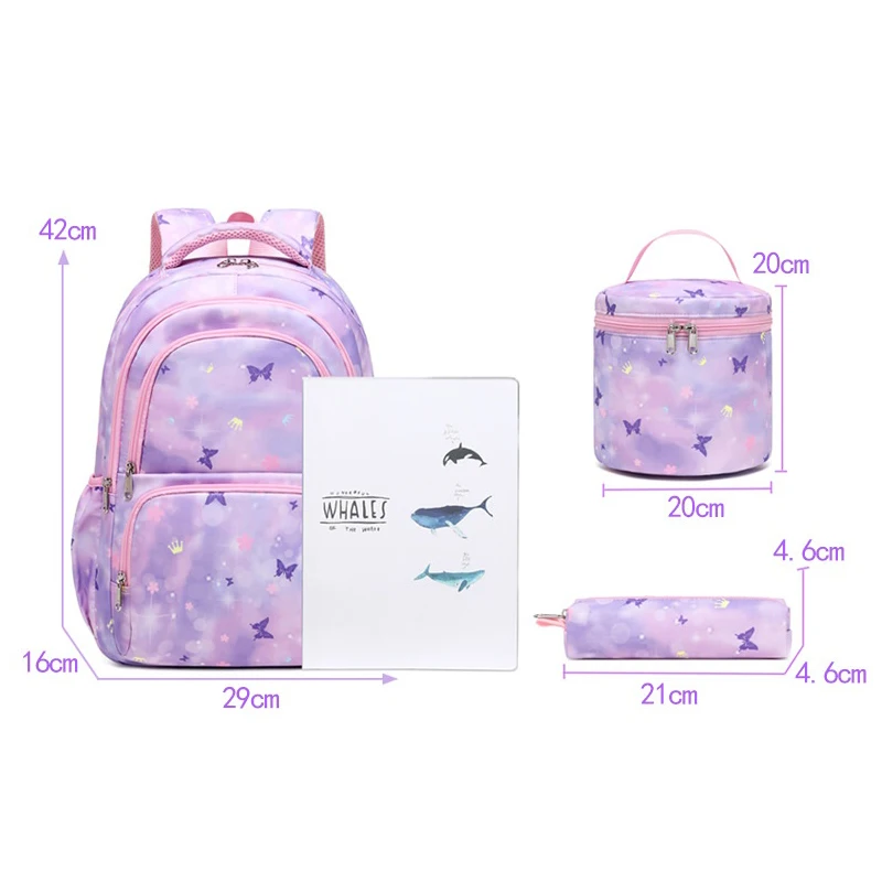 3 teile/satz Schule Rucksack Für Jugendliche Mädchen Kinder Student Rucksack Kinder Große Kapazität Wasserdicht Schule tasche Mit Mittagessen Tasche