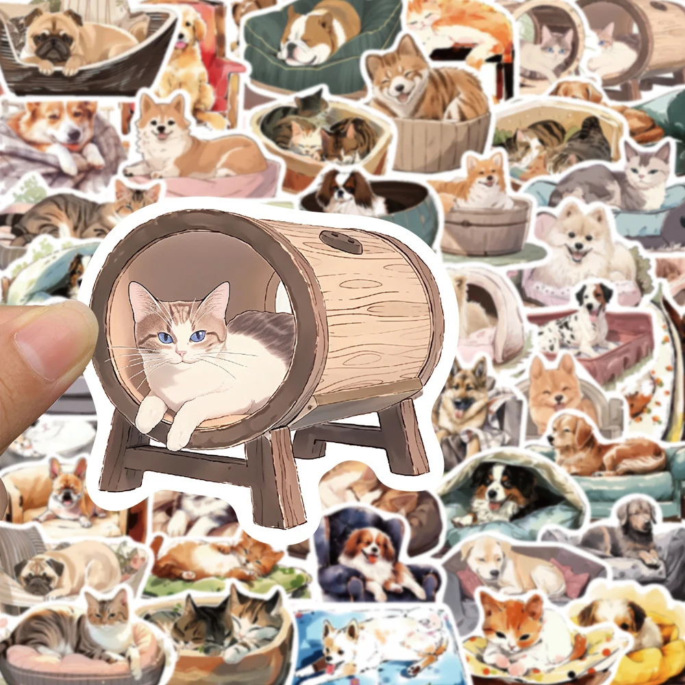 10/30/50pcs Cute Pet Animal Dog Cat Stickers Funny Cartoon Decals Laptop Notebook Phone Fridge Aesthetic Decoration Sticker Toys