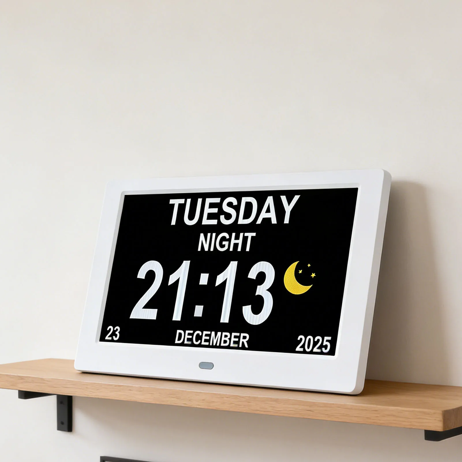 

8 Inch Digital Calendar Clock Date and Time Display Customizable Alarm Auto Dimming Picture Video Playback Large Digital Clock