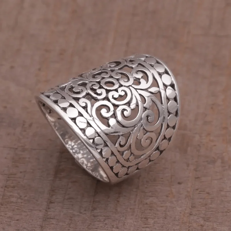 

Niche Retro Hollow Design Geometric Floral Ring Ladies Bohemian Personality Ethnic Style Festival Jewelry Accessories