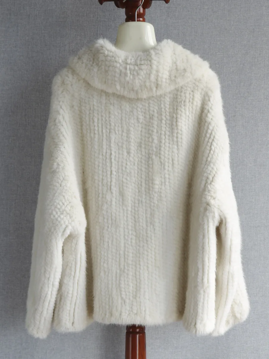 2025년 수입 밍크 양면 퍼 자켓, 젊은 감각의 네이비 칼라 가디건, 밍크 자켓 중장형