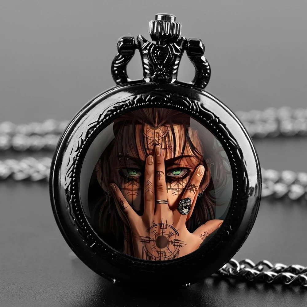 Tattoo Girl Design Glass Dome Quartz Pocket Watch With Durable Chain Arabic Numeral Dial For Men And Women Creative Gifts