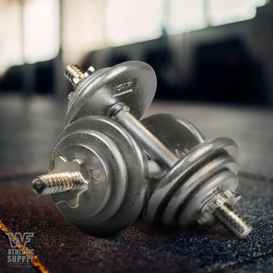 لوحات وزن من الحديد الزهر الصلب القياسية باللون الرمادي بفتحة مركزية مقاس 1 بوصة لمقابض دمبل الحديد القياسية متوفرة بحجم 1.25/2.5 #5