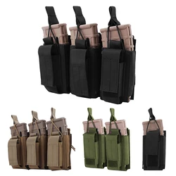 Molle bolsa tática dupla/tripla mag 1000d bolsa para carregar rifle com abertura frontal para m4 m14 m16 ak ar