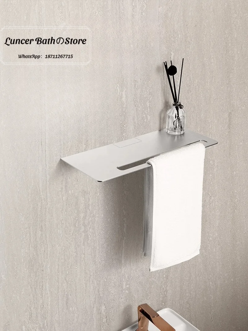 Towel rack storage rack, bathroom no-drill minimalist space aluminum bathroom electric heated towel rack combination