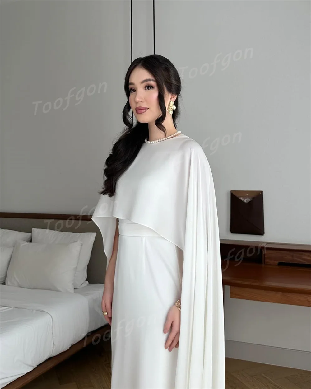 Toofgon Customized 2 Pcs Mermaid Prom Dresses With Jacket Cape Sleeve Evening Gowns Floor Length Women Formal Party Dress 2025