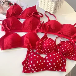 Red Fix Padded Bras Sexy One-Piece Corset Thin Floral Wireless Underwear Push Up Seamless Cozy Lingerie Bralette Soutien Gorge