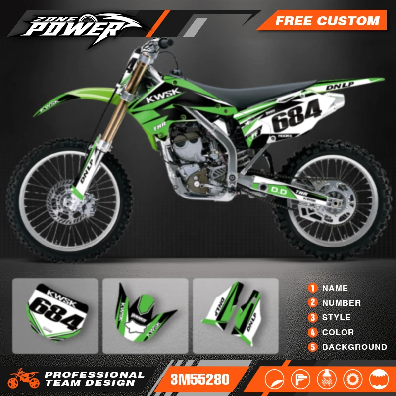 Powerzone Custom Motorcycle Graphics Decals Sticker for Kawasaki KXF250 KX250F KXF 250 2004 2005 - view 3
