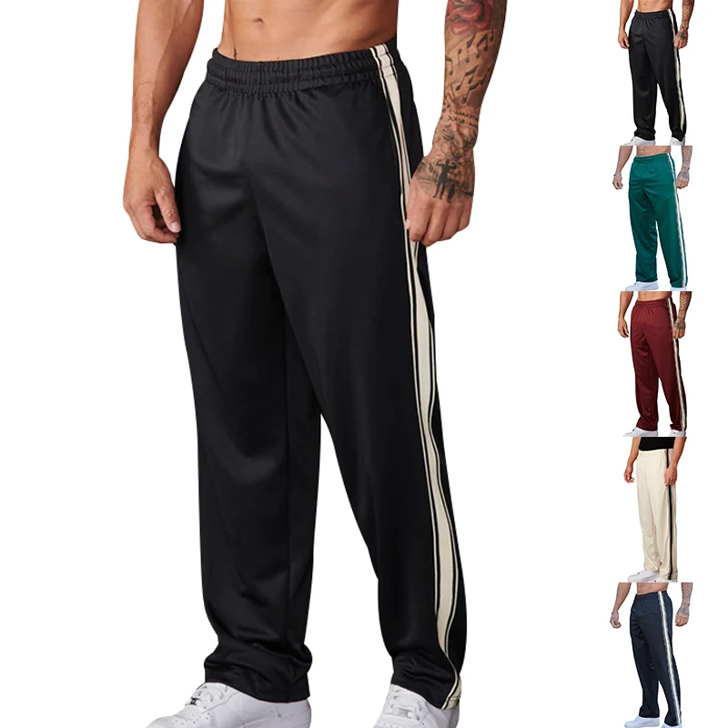 2024 primavera e autunno nuovi pantaloni sportivi da uomo stile americano a righe gamba dritta allentata Casual Running Training Wear pantaloni da