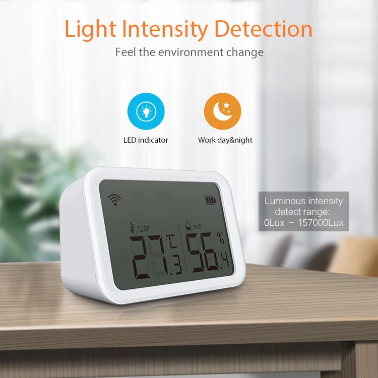 Tuya Smart Home ZigBee Temperature and Humidity Sensor Indoor Thermometer Detector with LCD Screen Compatible with Alexa