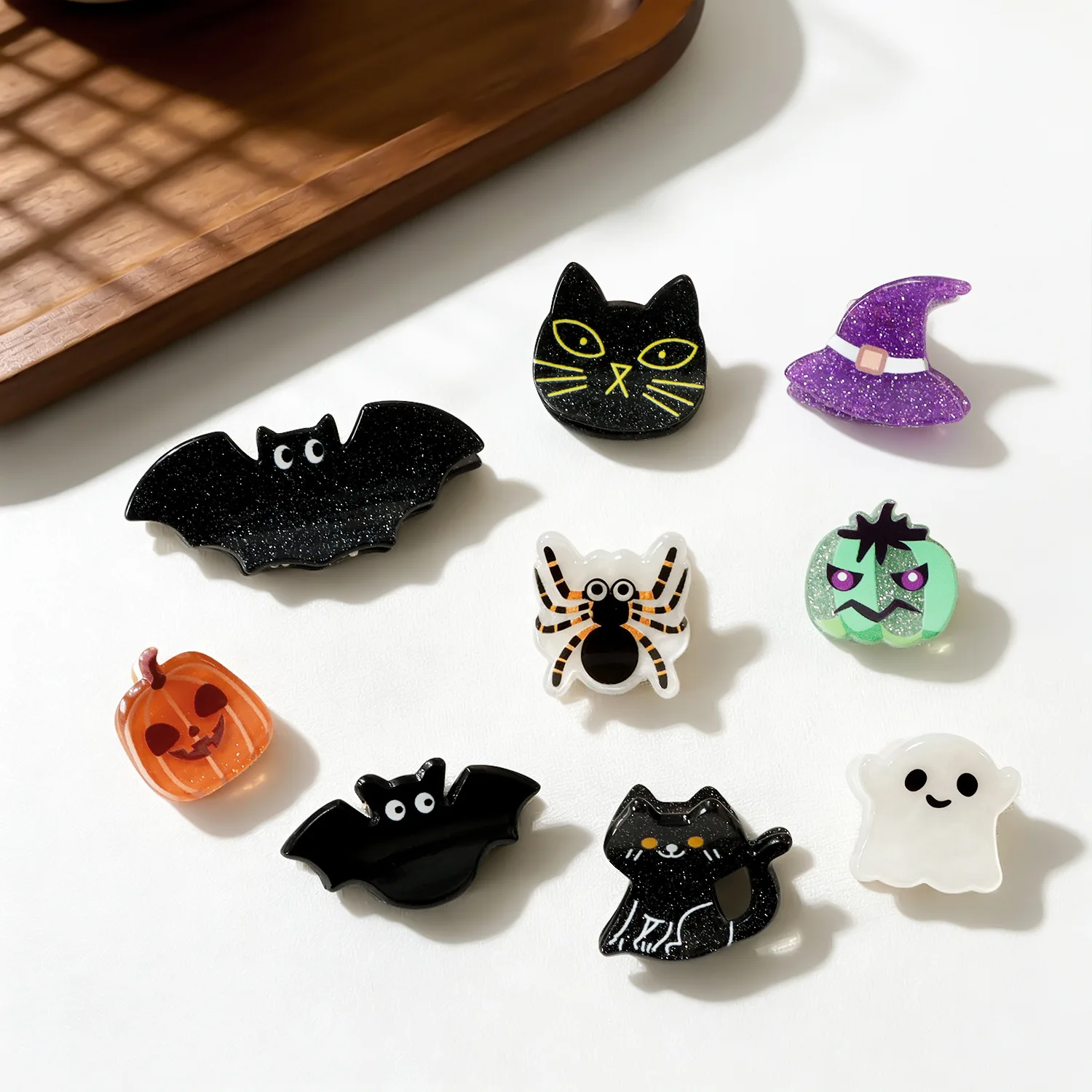 New Halloween Cartoon Hair Clips Ghost Pumpkin Bat Black Cat Witch Hat Spider Duckbill Hairpins Acrylic Barrettes For Girls