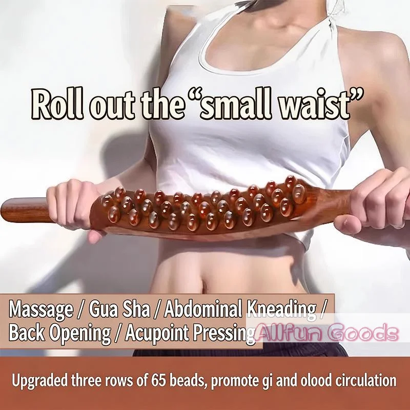 59 Beads Universal Back Massage Tendons Scraping Stick Point Treatment Gua Sha Relax Therapy Tool Abdominal Massager(Plastic)