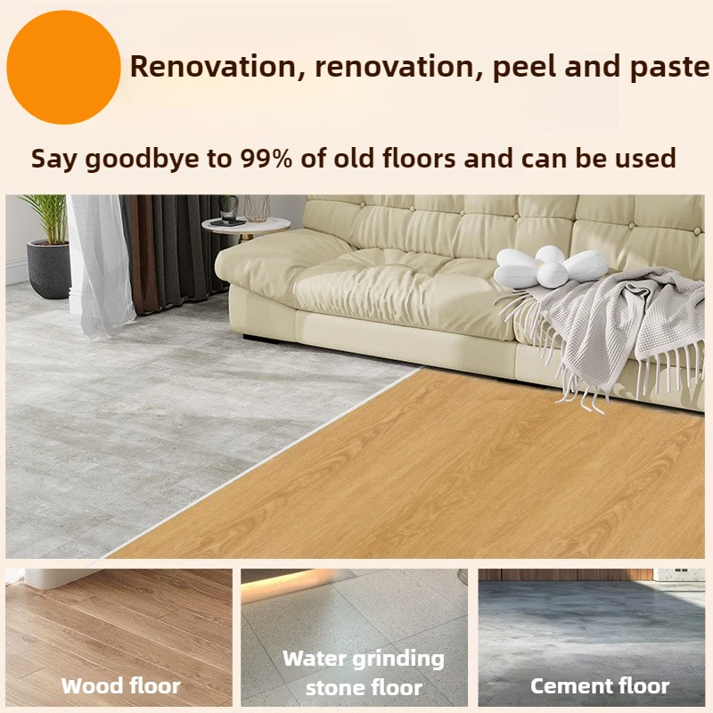 Extra Thick PVC Self-Adhesive Floor Film, Wood Pattern Anti-Slip Waterproof Flooring for Renters, Easy DIY removable Covering
