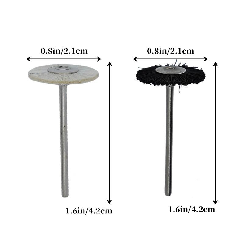 5pcs Dental Polishing Brush Wheel Flat Grinder HP Shank Grinding Buffing Dentistry Material Wool Brush Pig Bristle Brush Head